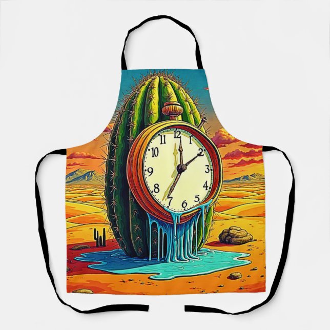 Surreal Desert Clock Art Apron (Front)
