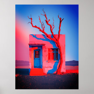 Surreal Desert House Wall Art – Minimalist