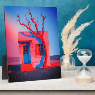 Surreal Desert House Wall Art – Minimalist Plaque