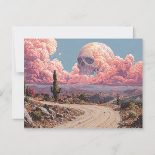 Surreal Desert Landscape with Skull-Shaped Clouds Postcard