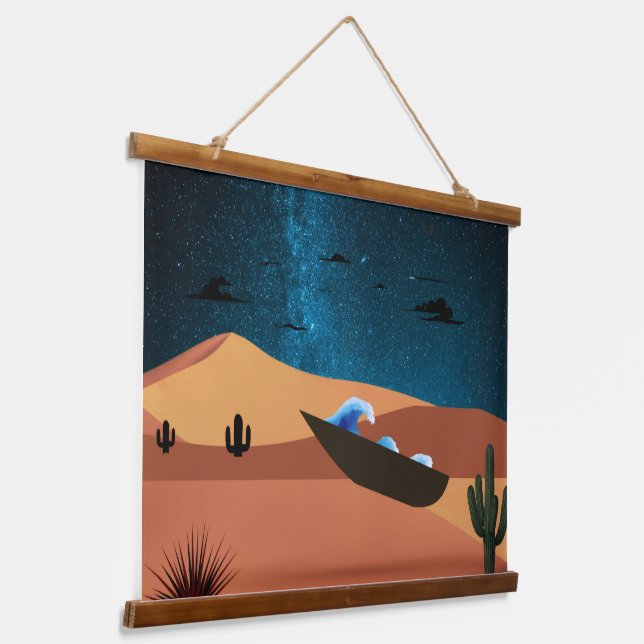 Surreal Desert Night Art Poster |  Hanging Tapestry (Angled)