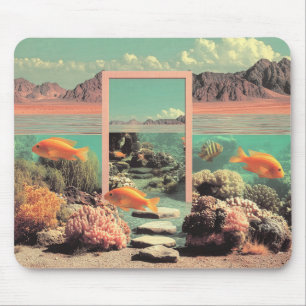 Surreal Desert Ocean with Door Mouse Mat