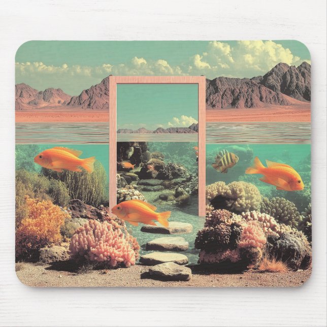 Surreal Desert Ocean with Door Mouse Mat (Front)