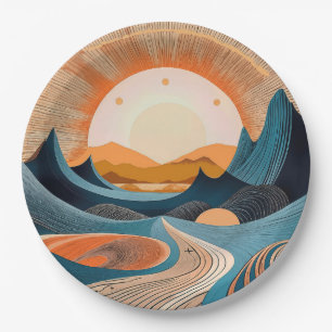 Surreal Desert Sunset Abstract Paper Plate