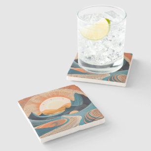 Surreal Desert Sunset Abstract Stone Coaster