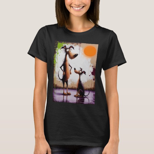 Surreal Dog Art Tee Modern Abstract (Front)