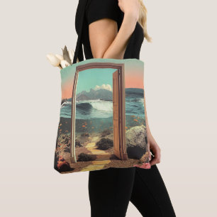 Surreal Doorway Opening to Ocean with Coral Reef Tote Bag