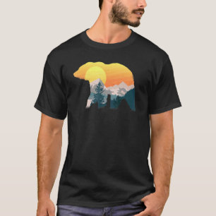 Surreal Double Exposure Of A Bear With Mountains S T-Shirt