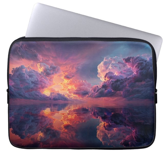 Surreal Dramatic Clouds With Fiery Sunset Laptop Sleeve (Front)