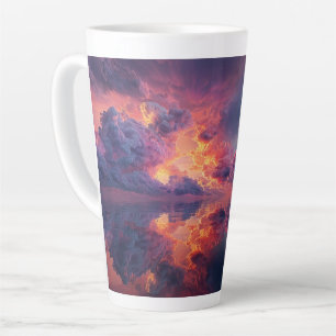 Surreal Dramatic Clouds With Fiery Sunset Latte Mug