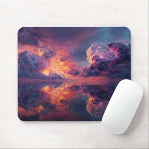 Surreal Dramatic Clouds With Fiery Sunset Mouse Mat