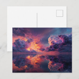 Surreal Dramatic Clouds With Fiery Sunset Postcard