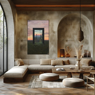 Surreal Dreamlike Gateway to City in the Fields Poster