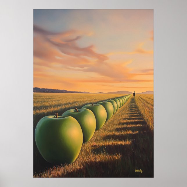  Surreal Dreamscape Apples in Twilight Fields Poster (Front)
