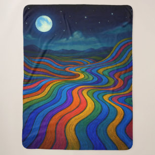 Surreal Dreamscape Moonlight Rainbow Land Sherpa Blanket