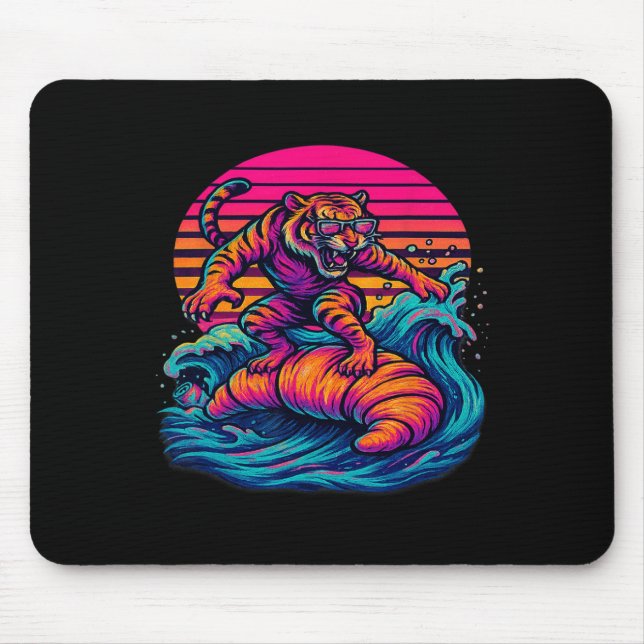 Surreal Dreamscape Surfing Tiger Adventure  Mouse Mat (Front)