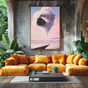  Surreal Dreamscape - Train Emerging from cloud Poster