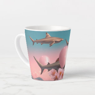 Surreal Dreamscape with Sharks and Balloons Latte Mug