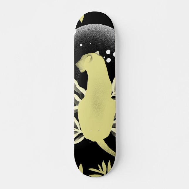 Surreal Dreamy Lion Wild Animal Moon Illustration  Skateboard (Front)