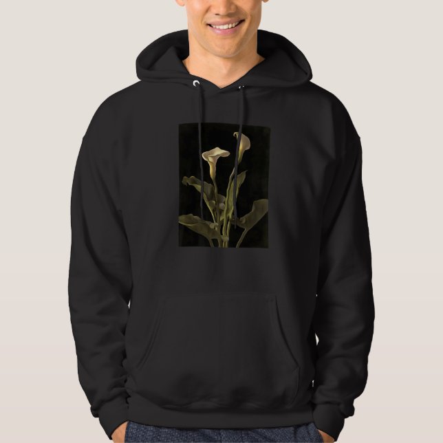 Surreal Easter Lilies On A Black Background Hoodie (Front)