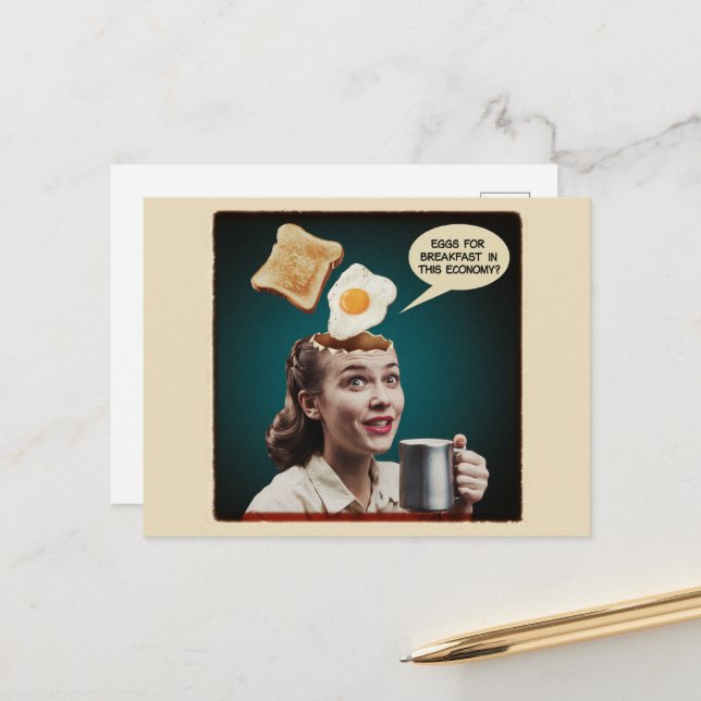 Surreal Eggs For Breakfast, In this economy Postcard (Front/Back In Situ)