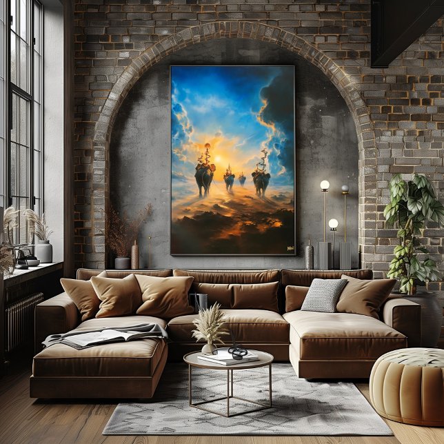 Surreal Elephants in Mystical Sky – Surrealist Art Poster (Creator Uploaded)