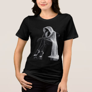 Surreal Emotional Figure Art Women’s Black T-Shirt Tri-Blend Shirt