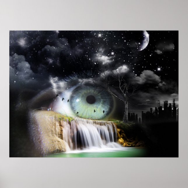 Surreal Eye waterfall fantasy Poster (Front)