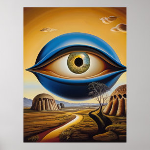 Surreal Eye with Abstract Landscape Poster