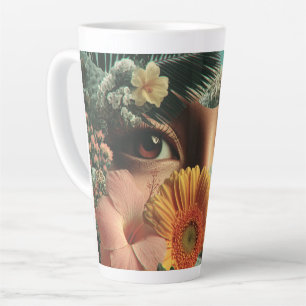 Surreal Eyes and Flowers with Butterflies Latte Mug