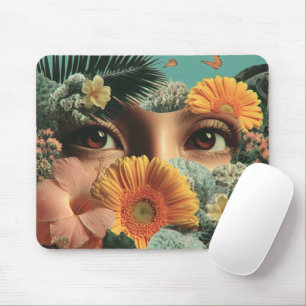 Surreal Eyes and Flowers with Butterflies Mouse Mat