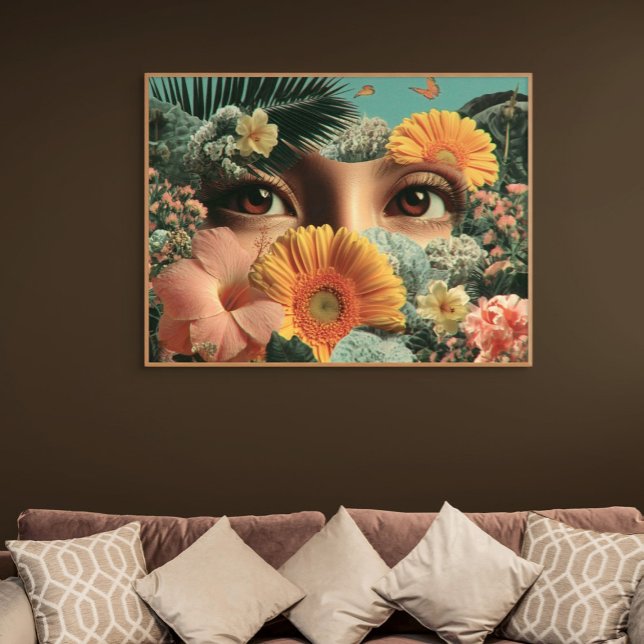 Surreal Eyes and Flowers with Butterflies Poster (Surreal Eyes and Flowers with Butterflies)