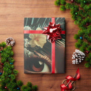 Surreal Eyes and Flowers with Butterflies Wrapping Paper