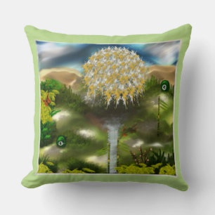 Surreal Eyes Dream of Dandelions Abstract Art Cushion