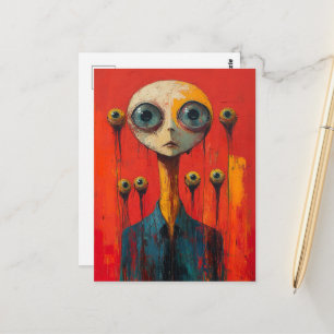 Surreal Face With  Several Eyes Postcard