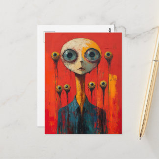 Surreal Face With Several Eyes Postcard