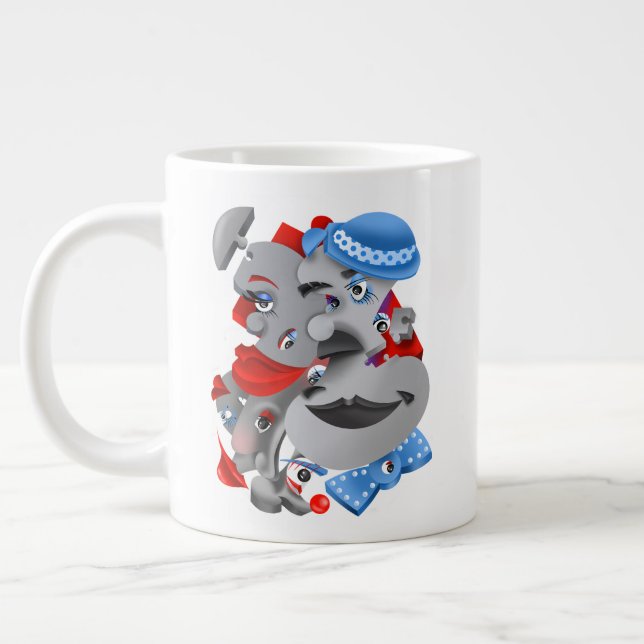  Surreal Faces  Bold & Artistic Large Coffee Cup (Left)