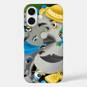 Surreal Faces & Jigsaw Puzzle iPhone 16 Case