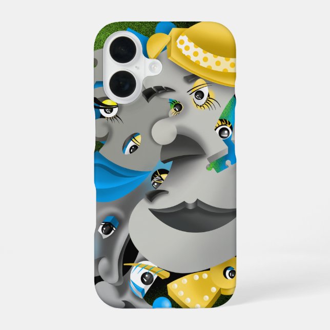 Surreal Faces & Jigsaw Puzzle  iPhone 16 Case (Back)