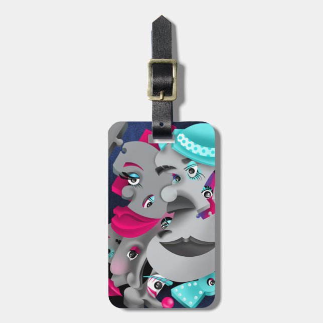 Surreal Faces Luggage Tag – Bold & Unique (Front Vertical)
