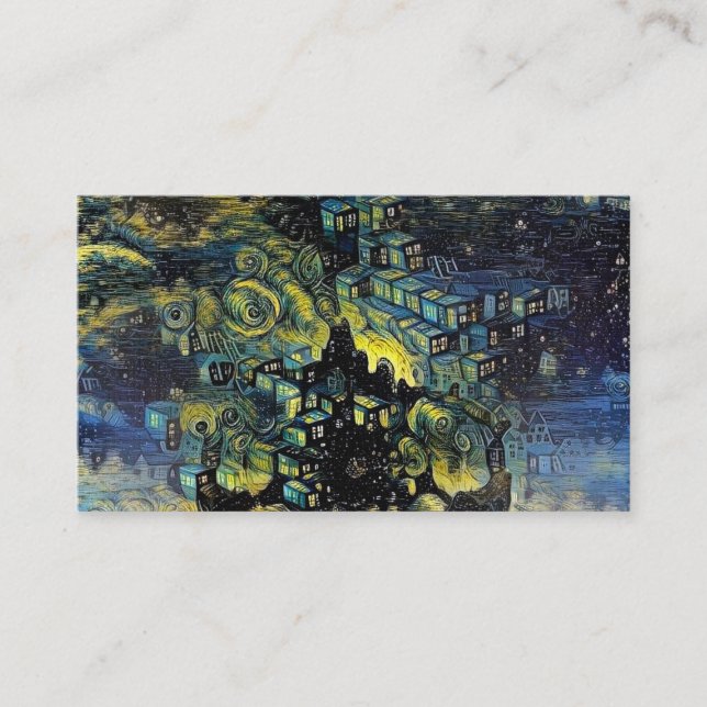 Surreal fairy village business card (Front)