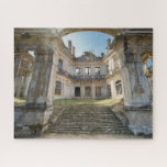 Surreal Fantasy Abandoned French Chateau Courtyard Jigsaw Puzzle<br><div class="desc">Fantasy exterior dreamscape featuring abandoned French chateau courtyard in state of decay,  featuring stone steps,  arches and ornate exteriors.</div>