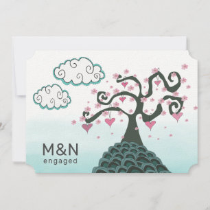Surreal Fantasy Cherry Blossom Engagement Party Invitation