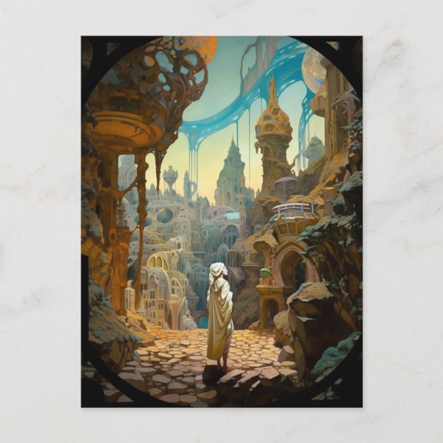Surreal Fantasy City Landscape Art Postcard (Front)