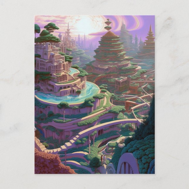 Surreal Fantasy City Postcard (Front)