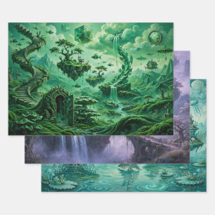 Surreal Fantasy Dreamscapes Wrapping Paper Sheet