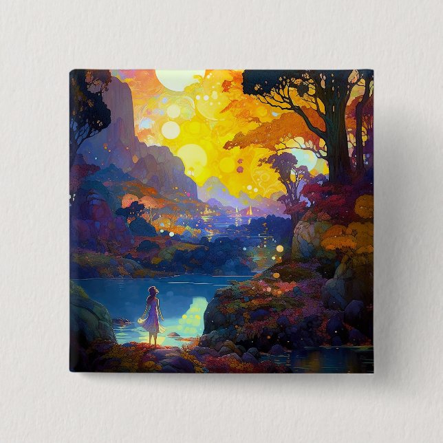 Surreal Fantasy Landscape Art 15 Cm Square Badge (Front)