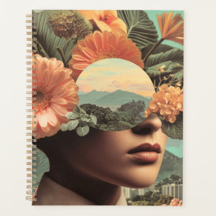Surreal Female Portrait with Floral Elements Planner