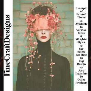 Surreal Figure In Blindfold, Floral CC6 Decoupage Tissue Paper
