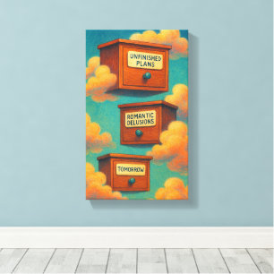 Surreal Floating Cabinet Canvas Wall Art Gift